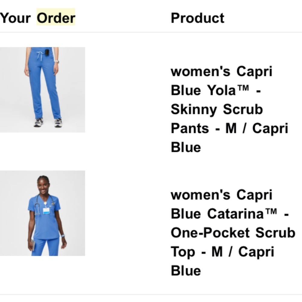 Figs scrubs, Capri Blue worn only twice, great condition
